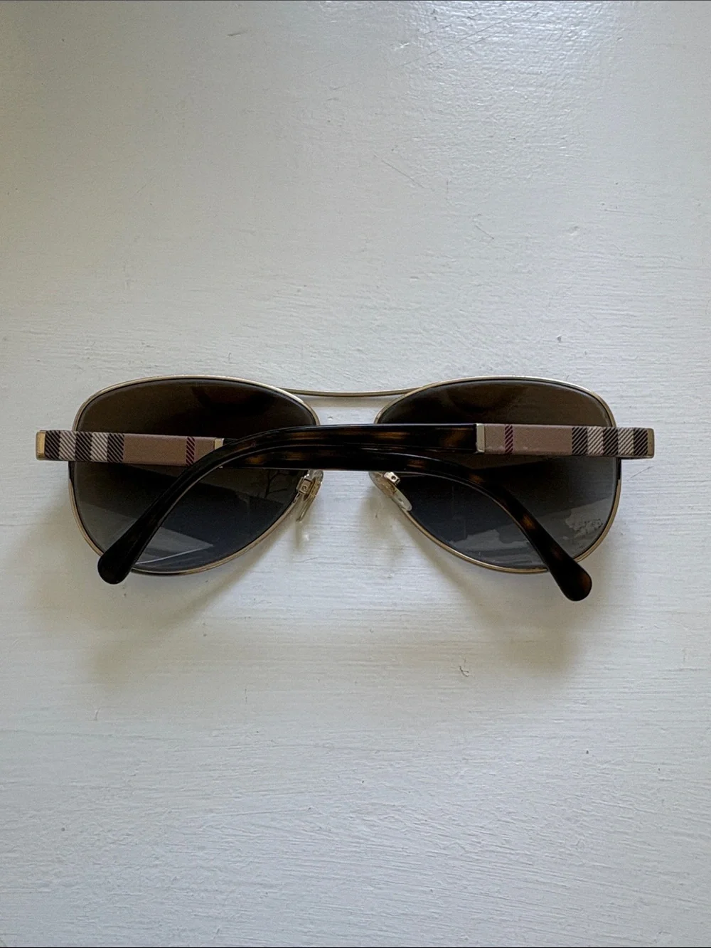 Burberry Gold Frame Sunglasses with Brown Gradient Lenses